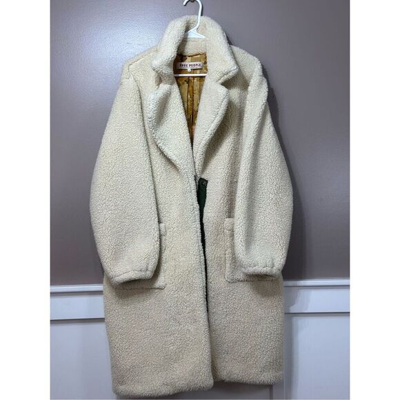 NWOT Free People Tessa Teddy Plush Sherpa Long Trench Coat Jacket Women's XS - Picture 2 of 10